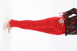 Toptan Şile Bezi Cepli Kadın Pantolon Kırmızı