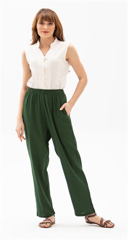 Toptan Şile Bezi Kadın Şalvar Pantolon Yeşil