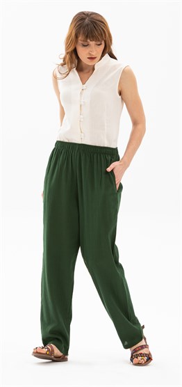 Toptan Şile Bezi Kadın Şalvar Pantolon Yeşil
