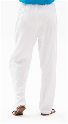 Toptan Şile Bezi Kadın Şalvar Pantolon Beyaz